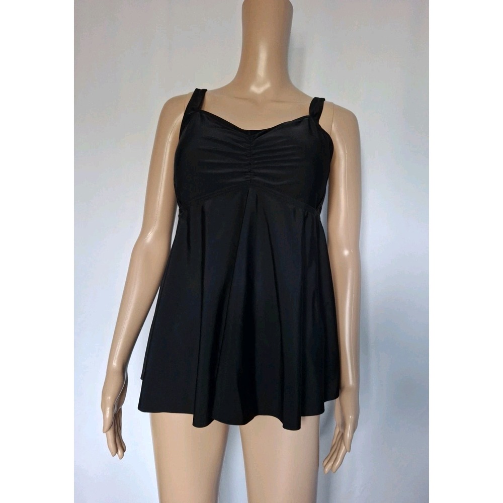 Aqua eve  Size 12W ‎ Black Tankini Swimsuit Top Adjustable Strap